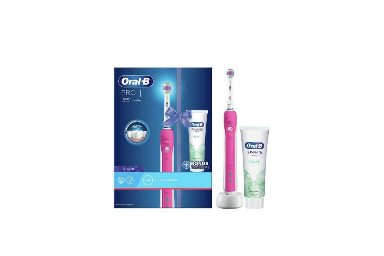 Oral-B Pro 1 650W Electric Toothbrush with 3DWhite Luxe Blast Toothpaste | OB4210201352464