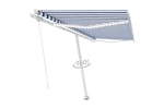 vidaXL 3069621 Manual Retractable Awning With Led 400x350cm Blue And White vidaXL 3069621 Manual Retractable Awning With Led 400x350cm Blue And White