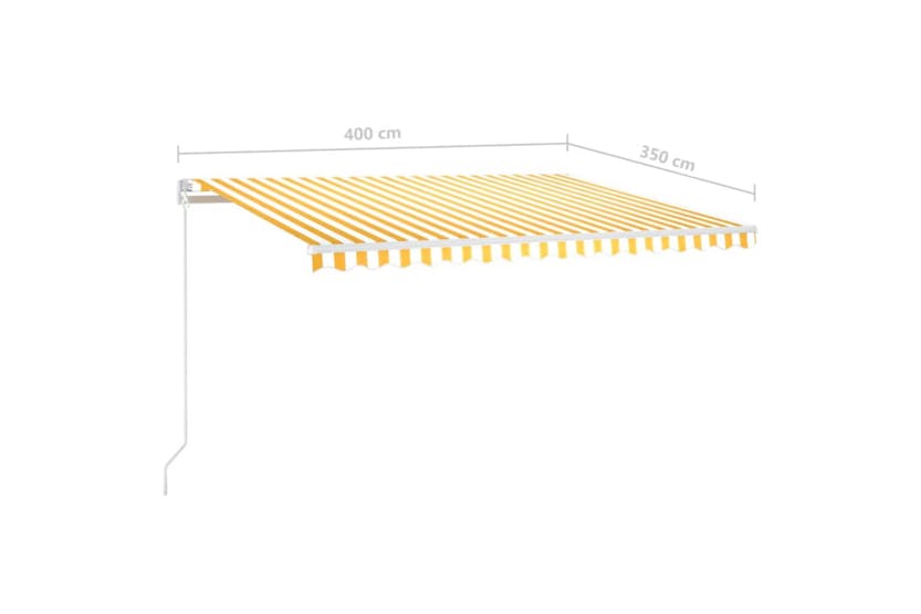 vidaXL 3068983 Manual Retractable Awning With Led 400x350cm Yellow And White vidaXL 3068983 Manual Retractable Awning With Led 400x350cm Yellow And White