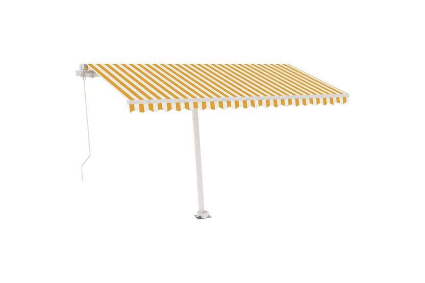 vidaXL 3069623 Manual Retractable Awning With Led 400x350cm Yellow And White vidaXL 3069623 Manual Retractable Awning With Led 400x350cm Yellow And White