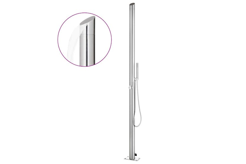 vidaXL 3070795 Garden Shower With Grey Base 225cm Stainless Steel vidaXL 3070795 Garden Shower With Grey Base 225cm Stainless Steel