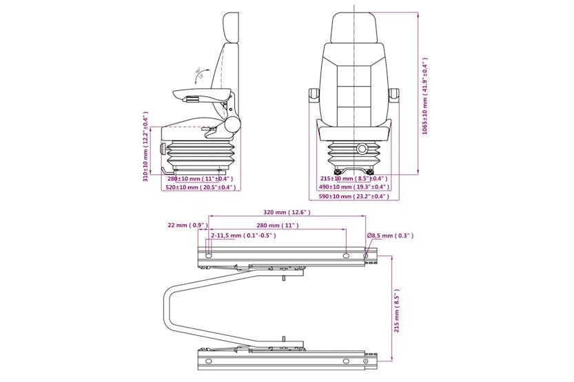 vidaXL 210158 Tractor Seat With Suspension vidaXL 210158 Tractor Seat With Suspension