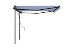 vidaXL 3070136 Manual Retractable Awning With Posts 4x3 M Blue And White vidaXL 3070136 Manual Retractable Awning With Posts 4x3 M Blue And White
