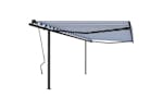 vidaXL 3070136 Manual Retractable Awning With Posts 4x3 M Blue And White vidaXL 3070136 Manual Retractable Awning With Posts 4x3 M Blue And White