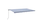 vidaXL 3069216 Manual Retractable Awning 500x350cm Blue And White vidaXL 3069216 Manual Retractable Awning 500x350cm Blue And White
