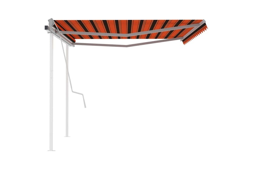 vidaXL 3070020 Manual Retractable Awning With Posts 4x3.5 M Orange And Brown vidaXL 3070020 Manual Retractable Awning With Posts 4x3.5 M Orange And Brown