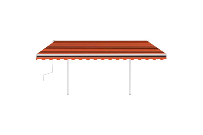 vidaXL 3070025 Manual Retractable Awning With Led 4x3.5 M Orange And Brown vidaXL 3070025 Manual Retractable Awning With Led 4x3.5 M Orange And Brown