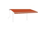 vidaXL 3070020 Manual Retractable Awning With Posts 4x3.5 M Orange And Brown vidaXL 3070020 Manual Retractable Awning With Posts 4x3.5 M Orange And Brown