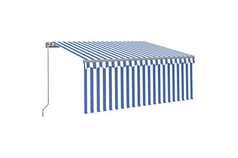vidaXL 3069376 Manual Retractable Awning With Blind 3x2.5m Blue&white vidaXL 3069376 Manual Retractable Awning With Blind 3x2.5m Blue&white