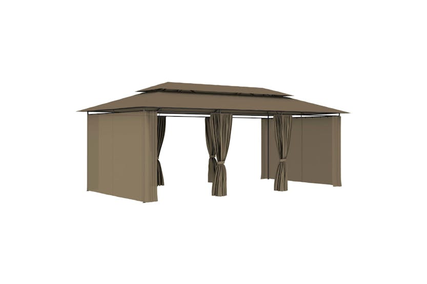 vidaXL 312247 Gazebo With Curtains 600x298x270cm Taupe 180 G/m² vidaXL 312247 Gazebo With Curtains 600x298x270cm Taupe 180 G/m²