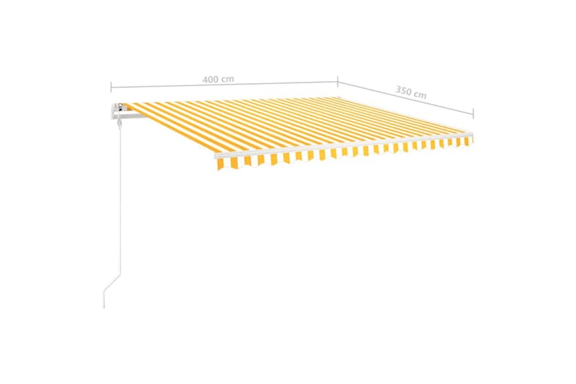 vidaXL 3070018 Manual Retractable Awning With Posts 4x3.5 M Yellow And White vidaXL 3070018 Manual Retractable Awning With Posts 4x3.5 M Yellow And White