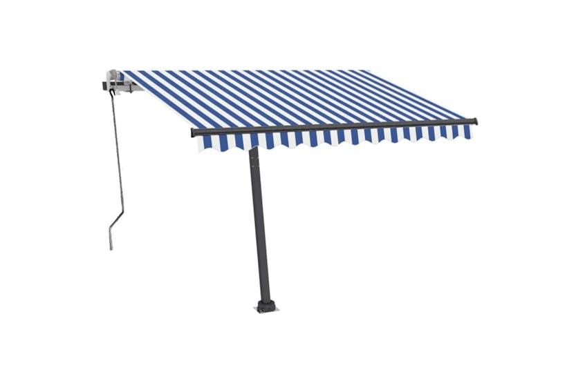 vidaXL 3069716 Freestanding Manual Retractable Awning 350x250cm Blue/white vidaXL 3069716 Freestanding Manual Retractable Awning 350x250cm Blue/white