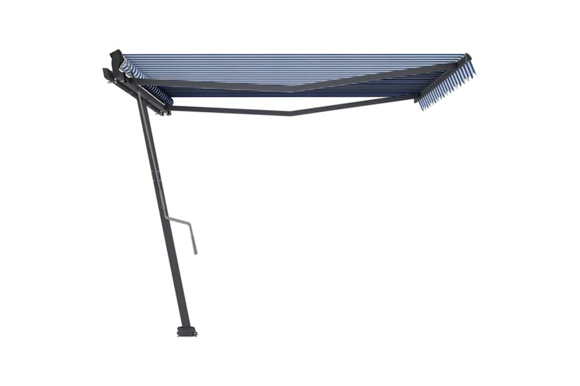 vidaXL 3069736 Freestanding Manual Retractable Awning 400x300cm Blue/white vidaXL 3069736 Freestanding Manual Retractable Awning 400x300cm Blue/white