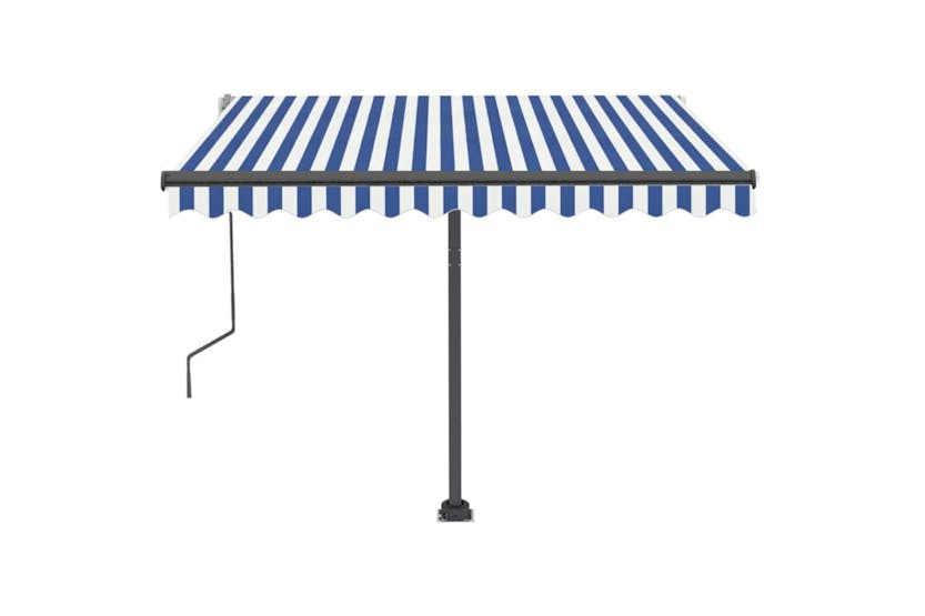 vidaXL 3069716 Freestanding Manual Retractable Awning 350x250cm Blue/white vidaXL 3069716 Freestanding Manual Retractable Awning 350x250cm Blue/white
