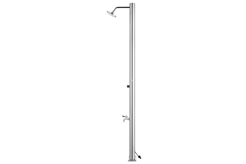 vidaXL 3070788 Garden Shower With Brown Base 220cm Stainless Steel vidaXL 3070788 Garden Shower With Brown Base 220cm Stainless Steel