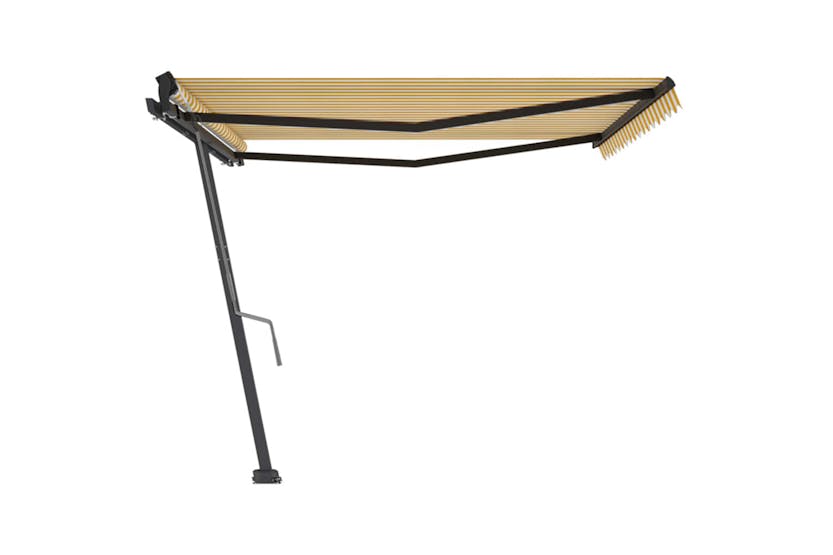 vidaXL 3069758 Freestanding Manual Retractable Awning 450x300cm Yellow/white vidaXL 3069758 Freestanding Manual Retractable Awning 450x300cm Yellow/white