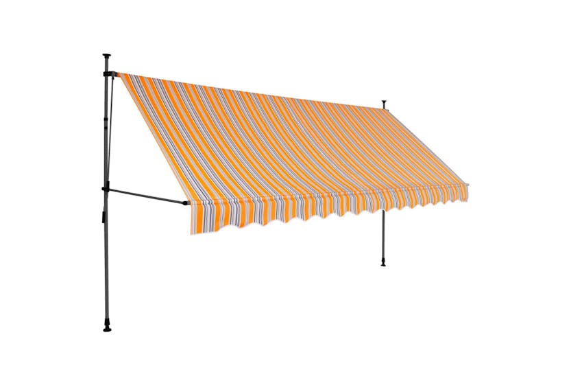 vidaXL 145854 Manual Retractable Awning With Led 400cm Yellow And Blue vidaXL 145854 Manual Retractable Awning With Led 400cm Yellow And Blue