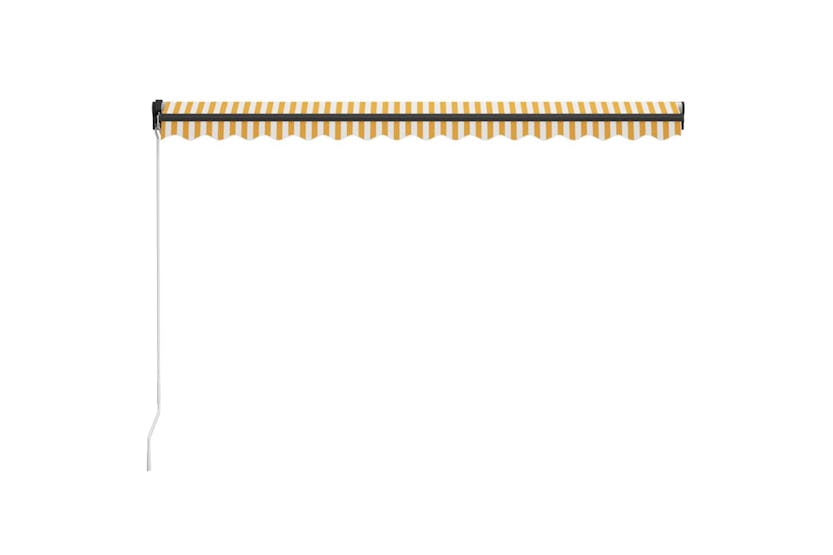vidaXL 3055227 Manual Retractable Awning With Led 400x300cm Yellow And White vidaXL 3055227 Manual Retractable Awning With Led 400x300cm Yellow And White