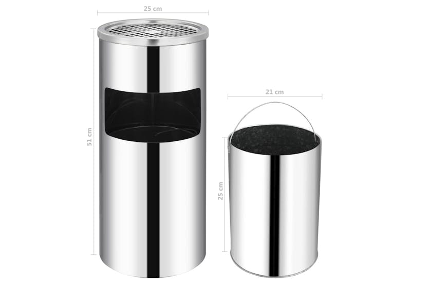vidaXL 51095 Wall Ashtray Dustbin Stainless Steel 26 L vidaXL 51095 Wall Ashtray Dustbin Stainless Steel 26 L