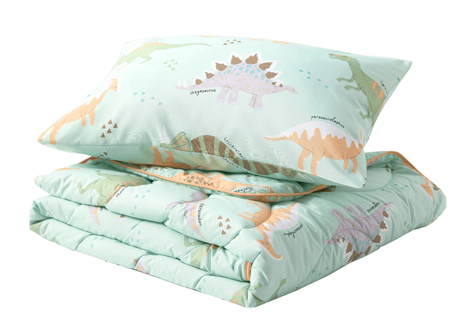 Nightlark | Dinosaur Safari Duvet and Pillowcase 7 Tog | Green | Single