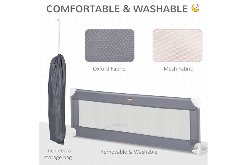 Homcom 470-005 Toddler Bed Rail Foldable Safety Barrier for Flat & Slat Bed | Grey Homcom 470-005 Toddler Bed Rail Foldable Safety Barrier for Flat & Slat Bed | Grey