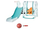 Homcom 331-007 3 in 1 Kid Slide and Swing Set Activity Center with Basketball | Blue/Orange Homcom 331-007 3 in 1 Kid Slide and Swing Set Activity Center with Basketball | Blue/Orange