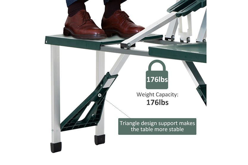 Homcom 01-0402 Outsunny ABS Aluminum Portable Picnic Table Bench Set | Green Homcom 01-0402 Outsunny ABS Aluminum Portable Picnic Table Bench Set | Green