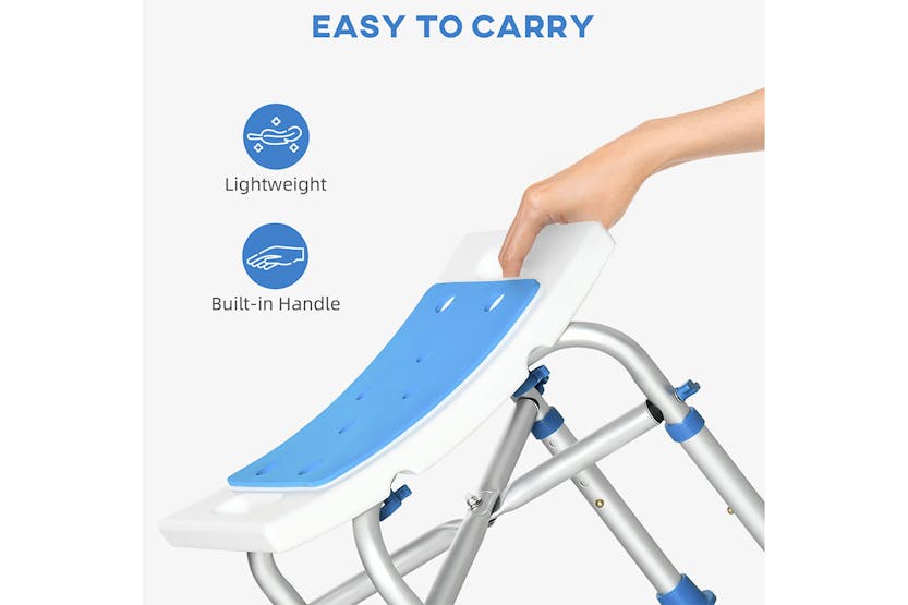 Homcom 713-115BU Adjustable Padded Shower Stool | Blue Homcom 713-115BU Adjustable Padded Shower Stool | Blue