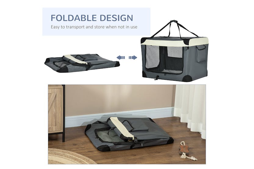 PawHut D00-153V03GY Medium Dog Travel Carrier | Grey | Large PawHut D00-153V03GY Medium Dog Travel Carrier | Grey | Large