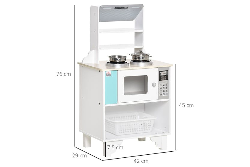 Homcom 350-103 Kids Wooden Kitchen Playset | Nature Wood/White Homcom 350-103 Kids Wooden Kitchen Playset | Nature Wood/White