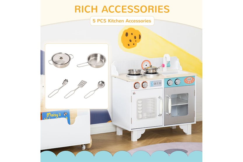 Homcom 350-105 Kids Wooden Kitchen Playset | White Homcom 350-105 Kids Wooden Kitchen Playset | White