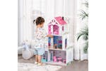 Homcom 350-108 Kids Wooden Doll House Playset | Pink Homcom 350-108 Kids Wooden Doll House Playset | Pink