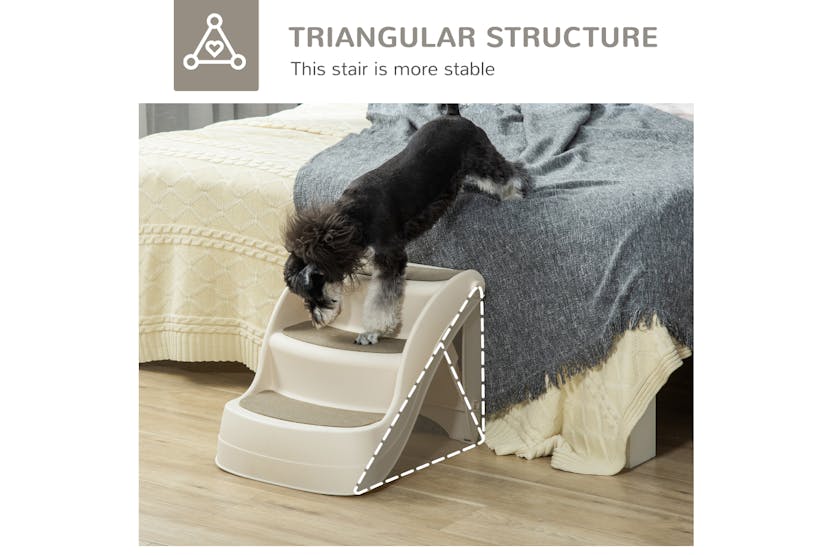 PawHut D06-050V01CW Foldable Pet Stairs with Non-slip Mats | Cream PawHut D06-050V01CW Foldable Pet Stairs with Non-slip Mats | Cream