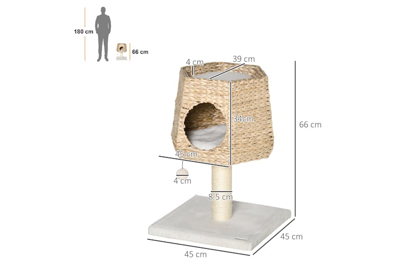 PawHut D30-404 66cm Scratching Post Cat Tree | Cream/White PawHut D30-404 66cm Scratching Post Cat Tree | Cream/White