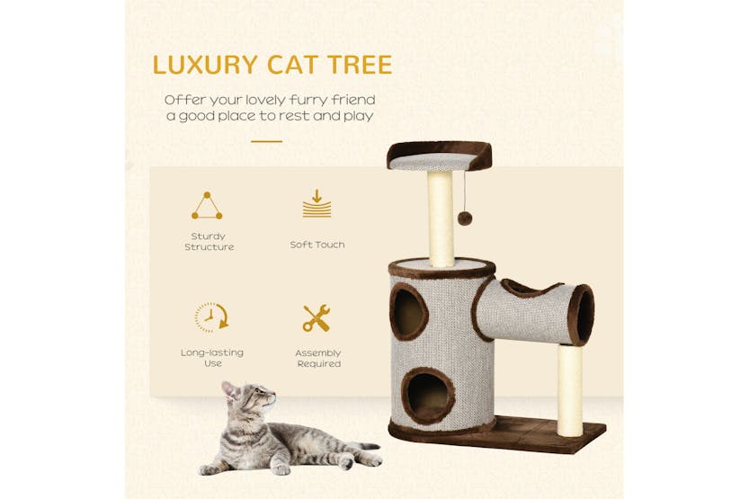 PawHut D30-411 104cm Scratching Post Cat Tree | Brown PawHut D30-411 104cm Scratching Post Cat Tree | Brown