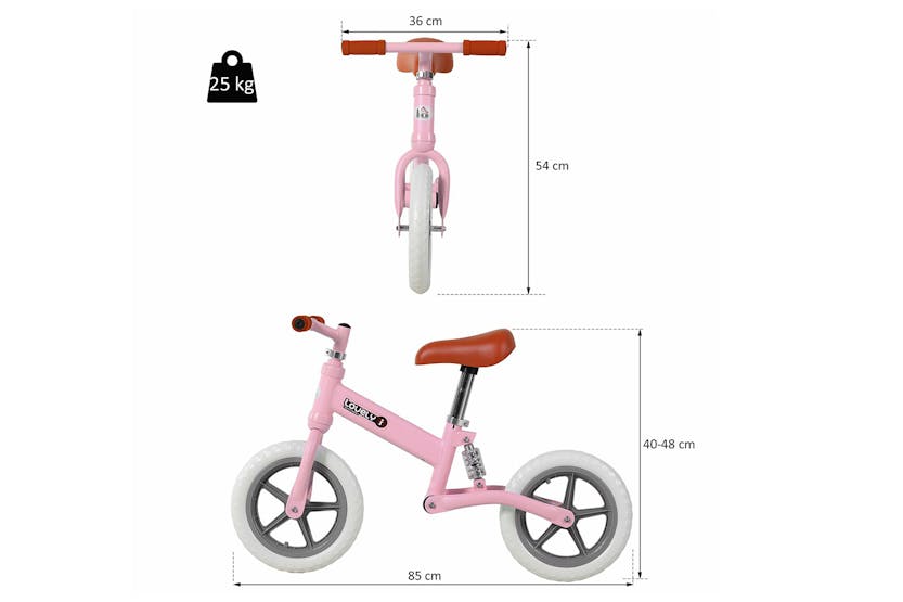 Homcom 370-090PK Kids Balance Bike | Pink Homcom 370-090PK Kids Balance Bike | Pink