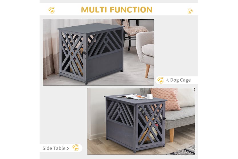 PawHut D02-041 Wood Furniture Style Dog Crate | Grey PawHut D02-041 Wood Furniture Style Dog Crate | Grey