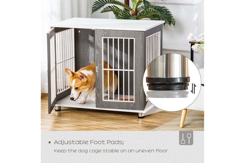 PawHut D02-076 Wooden Dog Crate Kennel | Grey & White PawHut D02-076 Wooden Dog Crate Kennel | Grey & White