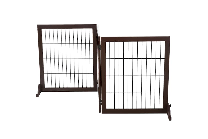 Pawhut D06-080 Indoor Foldable 3 Panel Dog Safety Gate | Brown Pawhut D06-080 Indoor Foldable 3 Panel Dog Safety Gate | Brown
