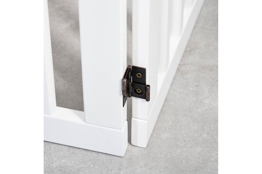 Pawhut D06-085 Foldable Freestanding Dog Safety Barrier with Support Feet | White Pawhut D06-085 Foldable Freestanding Dog Safety Barrier with Support Feet | White