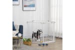 PawHut D06-100WT 5-Panel Pet Playpen with Walk Through Door Automatically Close Lock | White PawHut D06-100WT 5-Panel Pet Playpen with Walk Through Door Automatically Close Lock | White