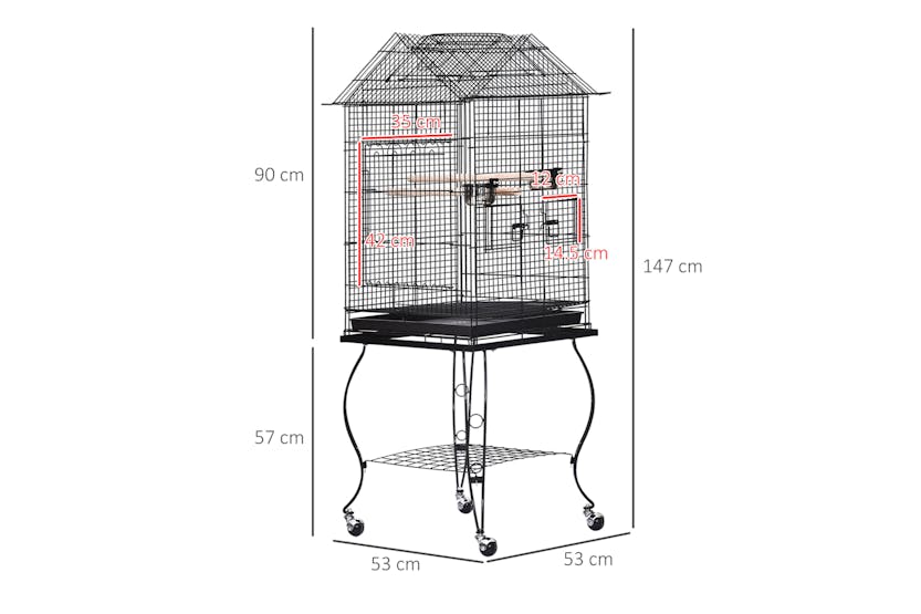 Pawhut D10-025 Metal Bird Cage | Black Pawhut D10-025 Metal Bird Cage | Black
