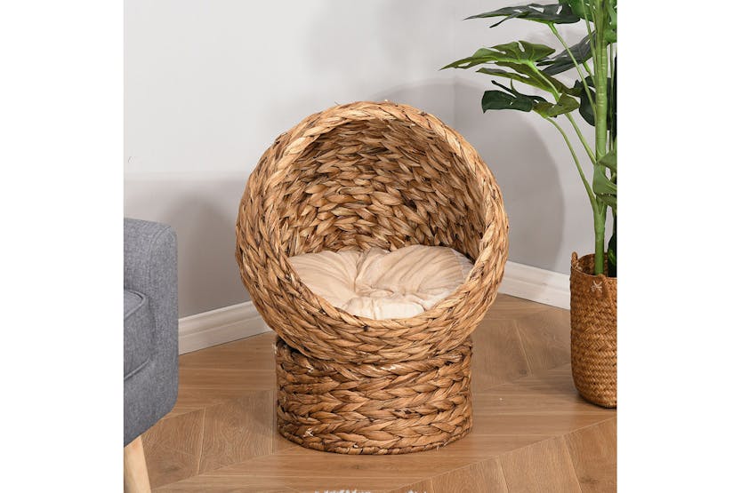 PawHut D30-104 Rattan Cat House | Natural Brown/Beige PawHut D30-104 Rattan Cat House | Natural Brown/Beige