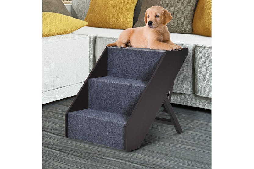 PawHut D30-145 Pet Stair | Dark Brown & Grey PawHut D30-145 Pet Stair | Dark Brown & Grey