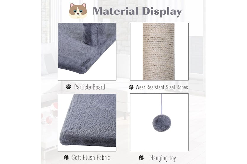 PawHut D30-215GY Cat Tree Scratching Post | Grey PawHut D30-215GY Cat Tree Scratching Post | Grey