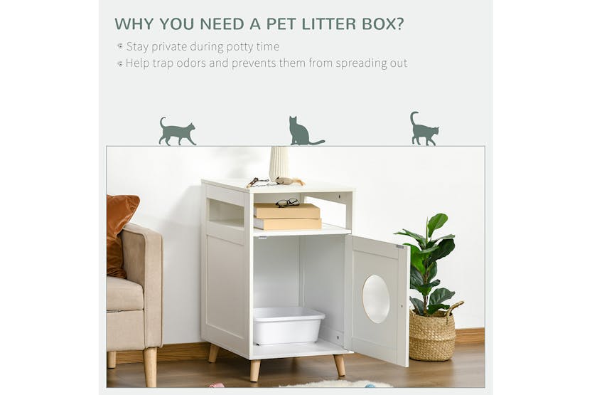 PawHut D31-029V01 Cat Litter Multiple Storage Box | White PawHut D31-029V01 Cat Litter Multiple Storage Box | White