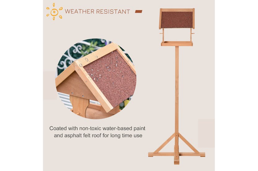 PawHut D10-060 Freestanding Wooden Bird Feeder | Natural PawHut D10-060 Freestanding Wooden Bird Feeder | Natural