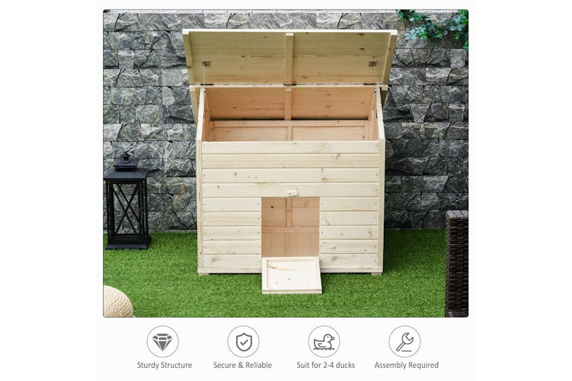 PawHut D51-200 Wooden Duck House Poultry Coop | Natural PawHut D51-200 Wooden Duck House Poultry Coop | Natural