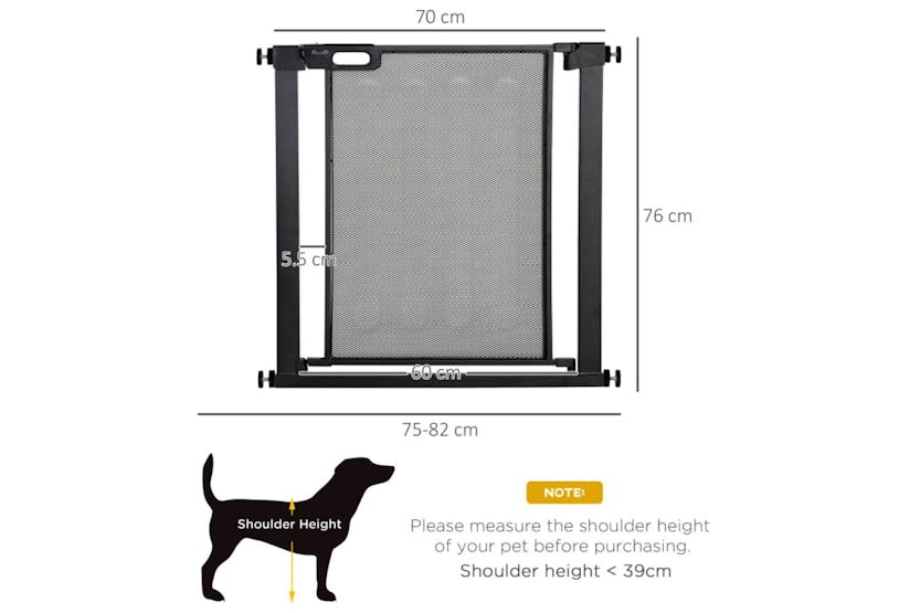 PawHut Dog Safety Gate with Automatic Closing Door | Black PawHut Dog Safety Gate with Automatic Closing Door | Black