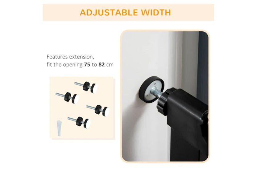 PawHut Dog Safety Gate with Automatic Closing Door | Black PawHut Dog Safety Gate with Automatic Closing Door | Black